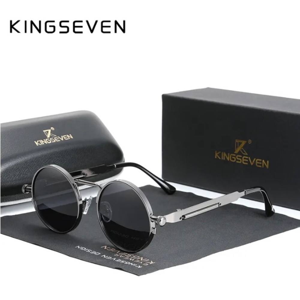 KINGSEVEN Gothic Steampunk Polarized Designer Vintage Round Metal Frame …